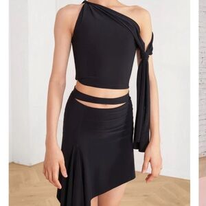 Black Asymmetrical Two-Piece dance Set